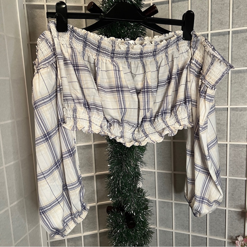Plaid Off-Shoulder Women Top